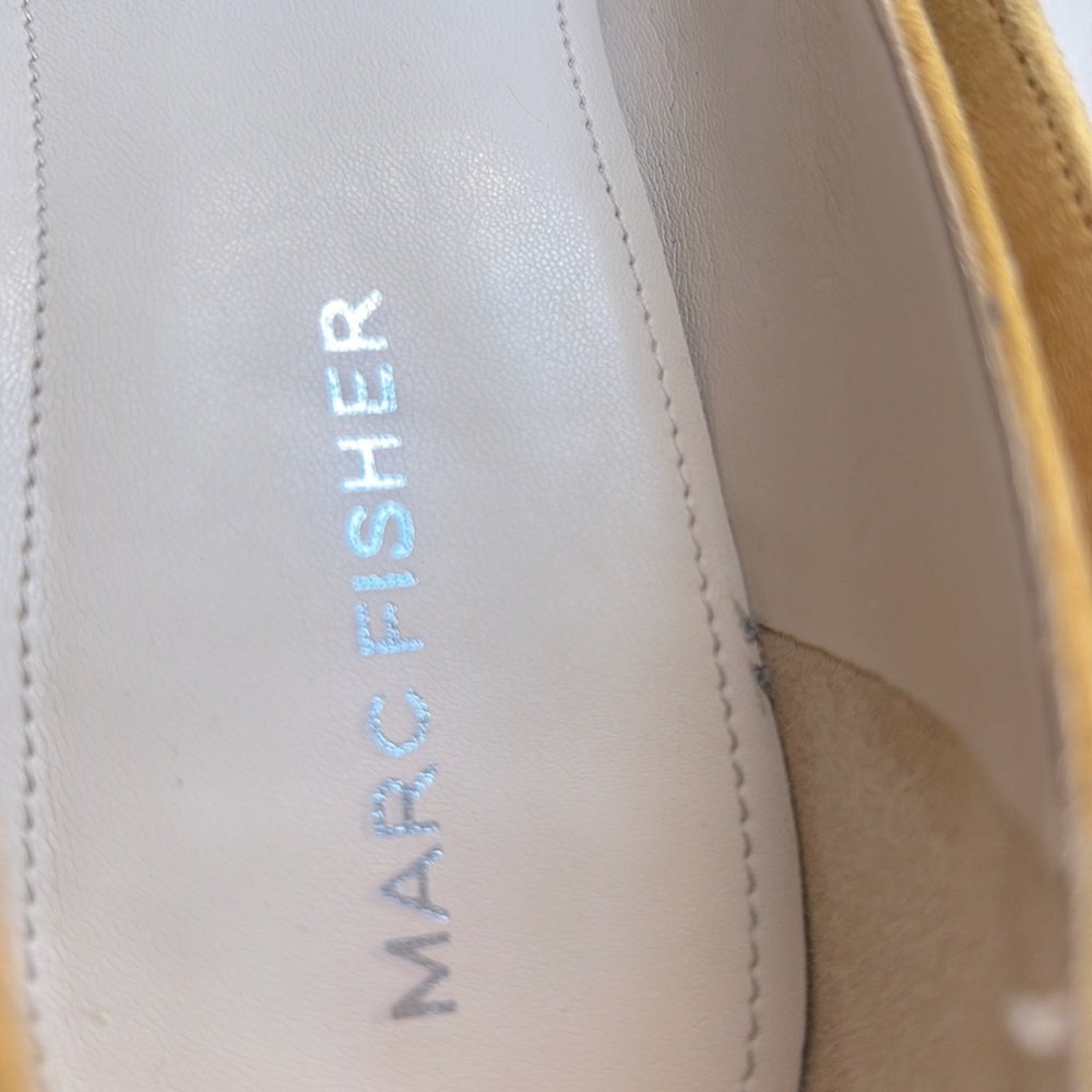 [Marc Fisher] Caitlin Pump Pointed-Toe Block Heel in Yellow Suede Women's Sz 7.0 - Picture 9 of 11